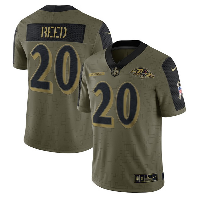 mens nike ed reed olive baltimore ravens 2021 salute to service retired player limited jersey